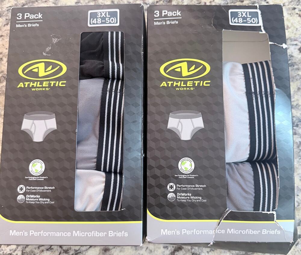Athletic Works ~5-Piece Mens Brief Underwear Performance Moisture Wicking ~ 3XL
